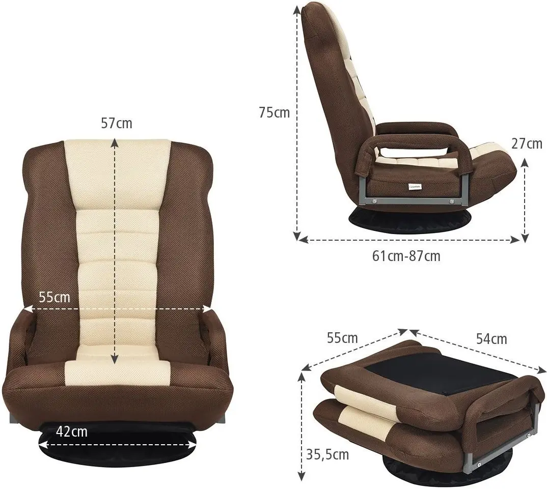 Fotoliu gaming Costway HW65937BN (Brown/Beige)