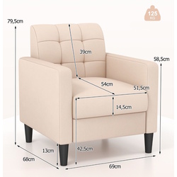 Fotoliu Costway HW72186BE (Beige) Thumb