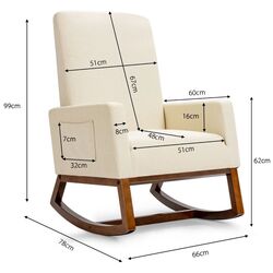 Кресло-качалка Costway HW66977BE (Beige) Thumb
