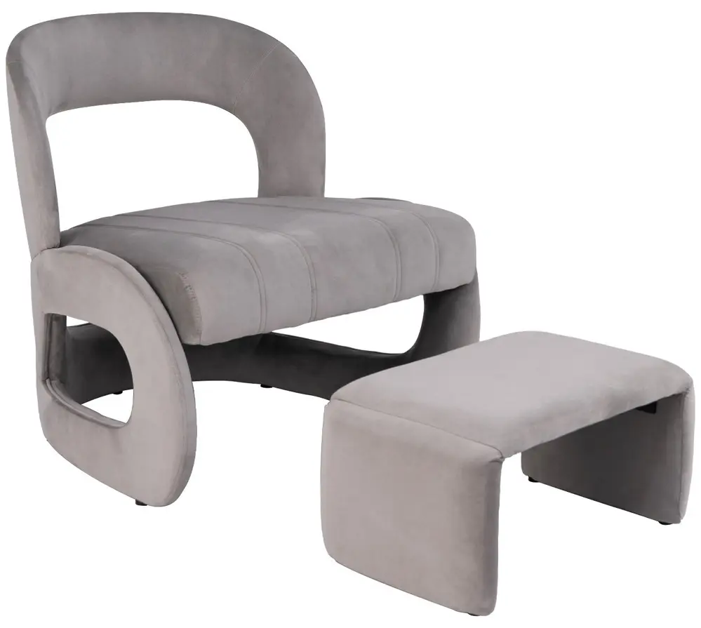 Кресло с пуфом Costway HV10639GR (Grey)