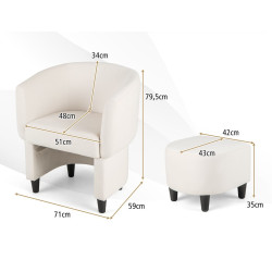 Fotoliu cu puf Costway JV11281BE (Beige) Thumb