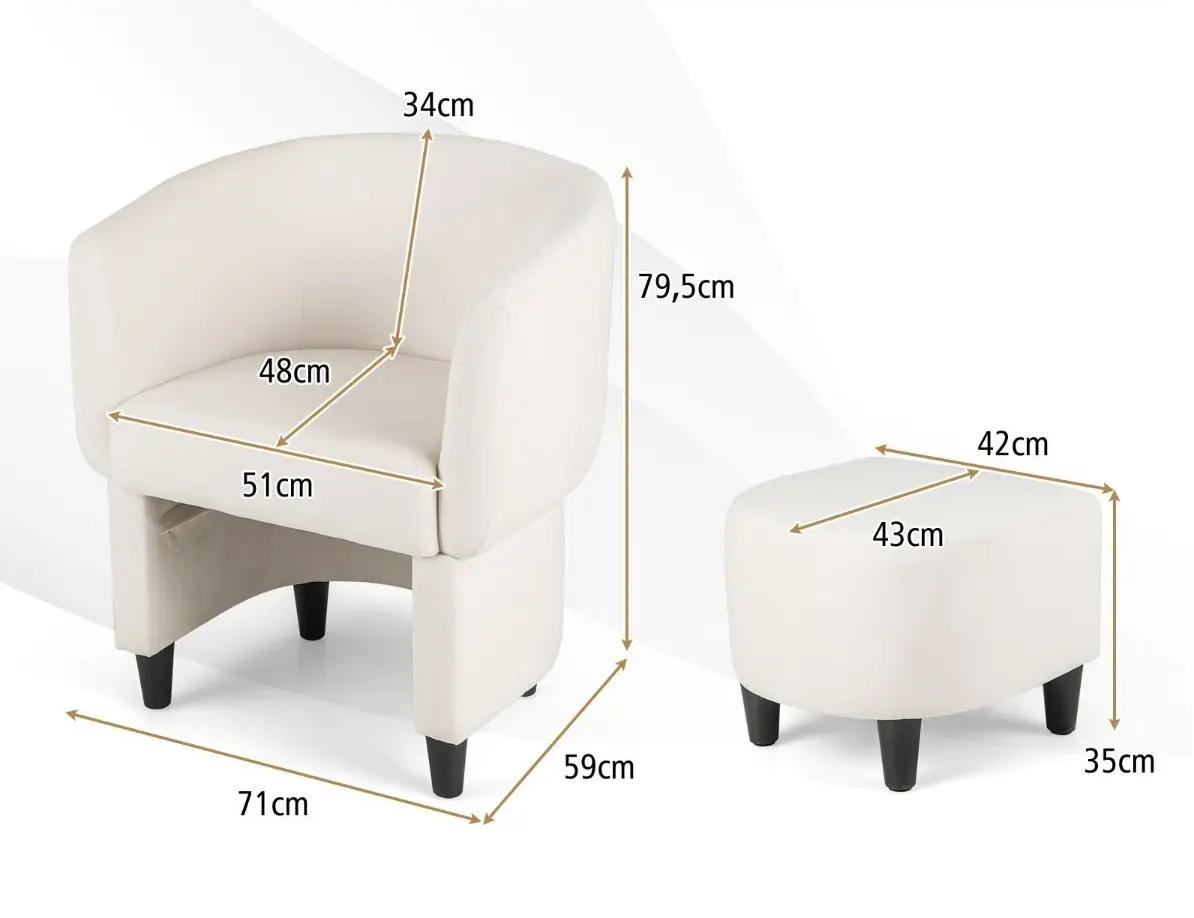 Fotoliu cu puf Costway JV11281BE (Beige) - 3