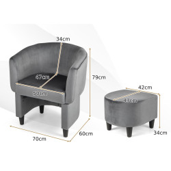 Fotoliu cu puf Costway JV11281GR (Grey) Thumb