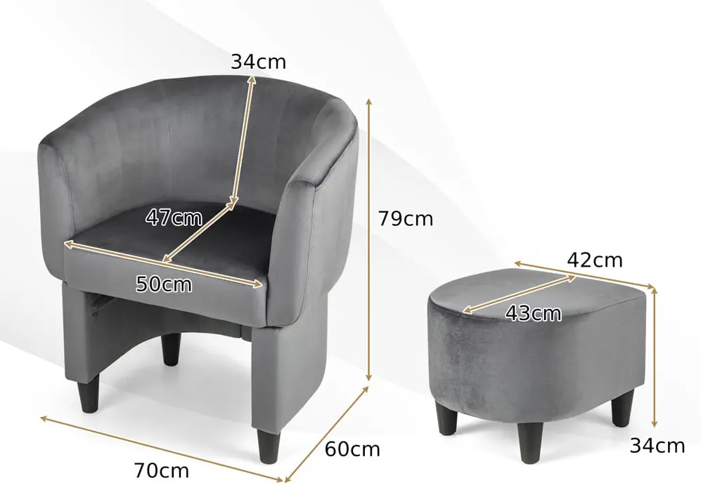 Fotoliu cu puf Costway JV11281GR (Grey) - 3