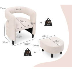 Fotoliu cu puf Costway JV11283BE (Beige) Thumb