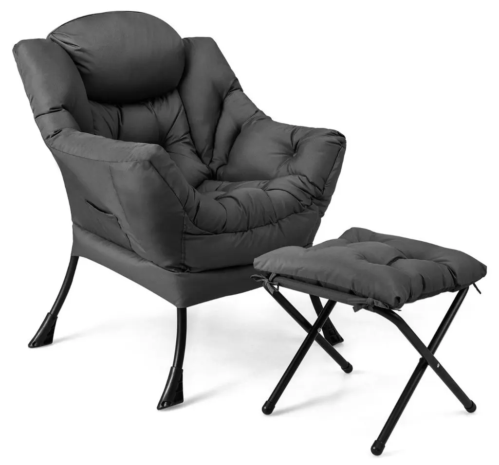 Fotoliu cu taburet Costway NP10119GR (Grey) - 2
