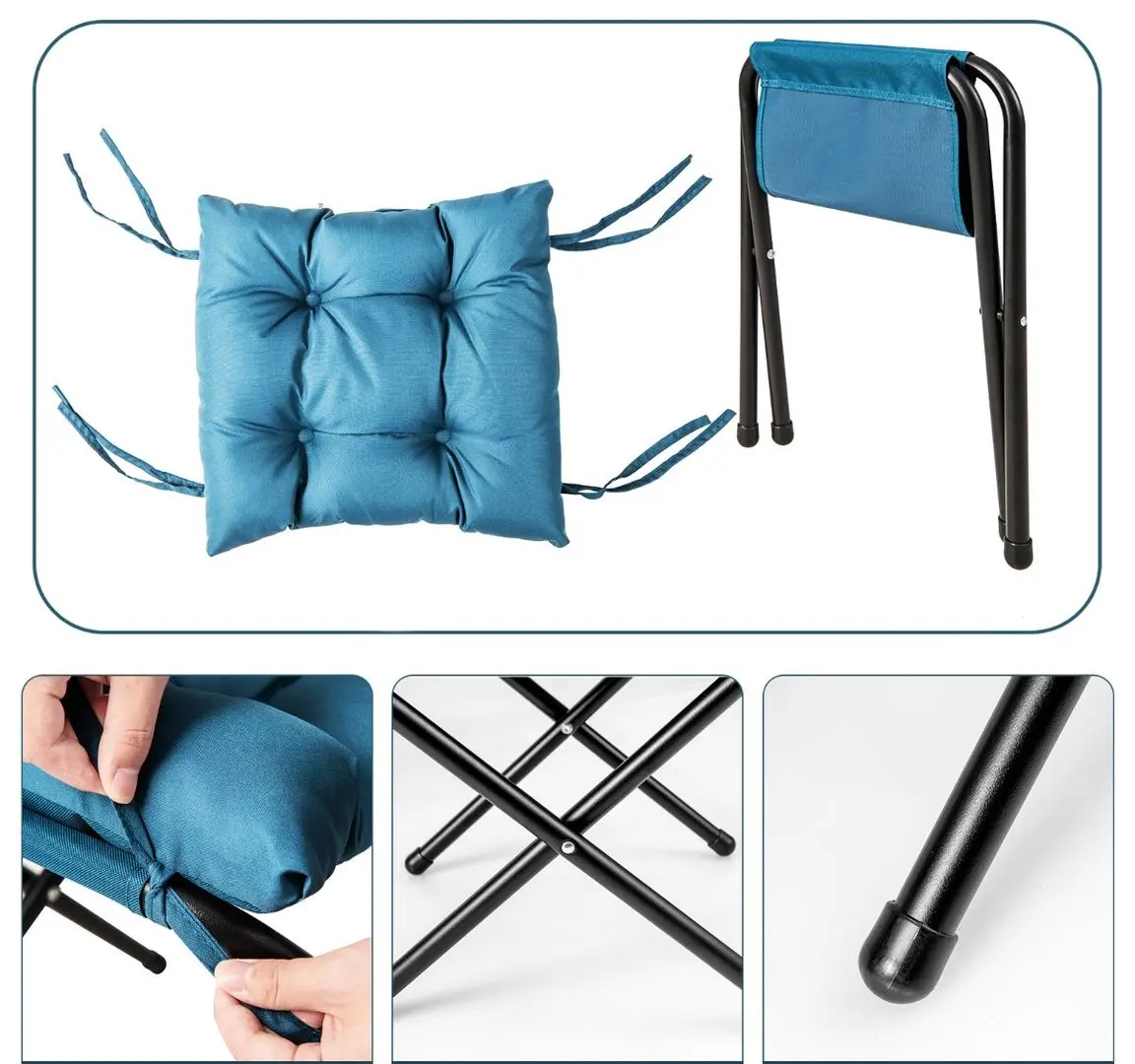 Fotoliu cu taburet Costway NP10119NY (Blue)