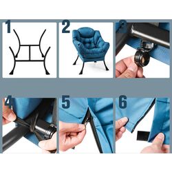 Fotoliu cu taburet Costway NP10119NY (Blue) Thumb