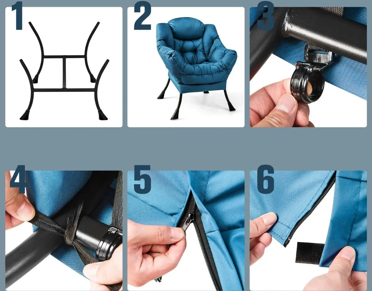 Fotoliu cu taburet Costway NP10119NY (Blue)