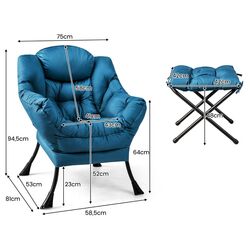 Fotoliu cu taburet Costway NP10119NY (Blue) Thumb