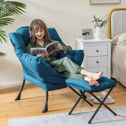 Fotoliu cu taburet Costway NP10119NY (Blue) Thumb