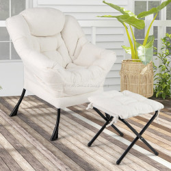 Fotoliu cu taburet Costway NP12026BE (White)