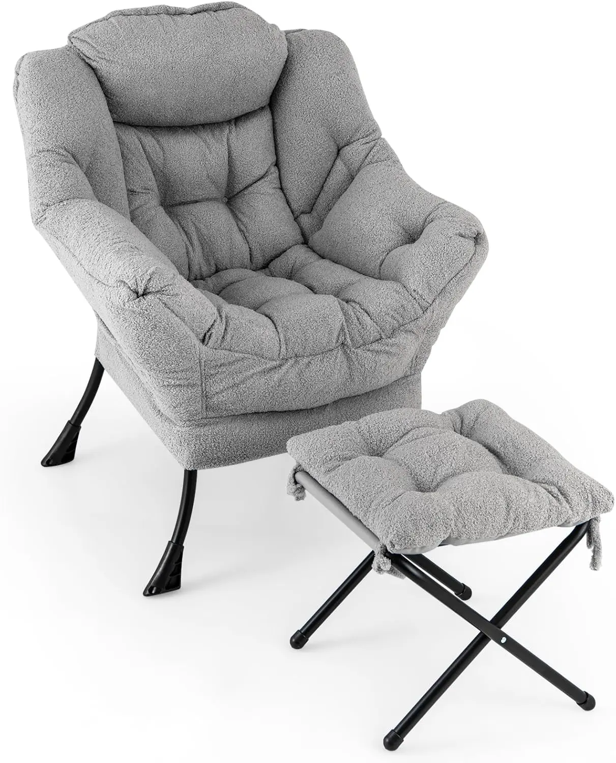 Fotoliu cu taburet Costway NP12026GR (Grey) - 2