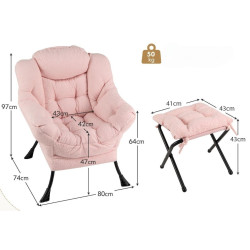 Кресло с табуретом Costway NP12026PI (Pink) Thumb