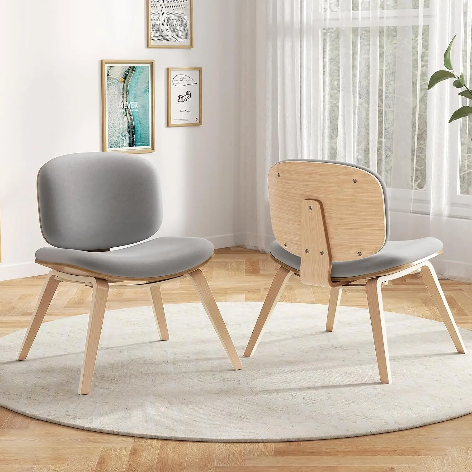 Fotoliu lounge Costway JV12735OA (Grey/Oak) - 5
