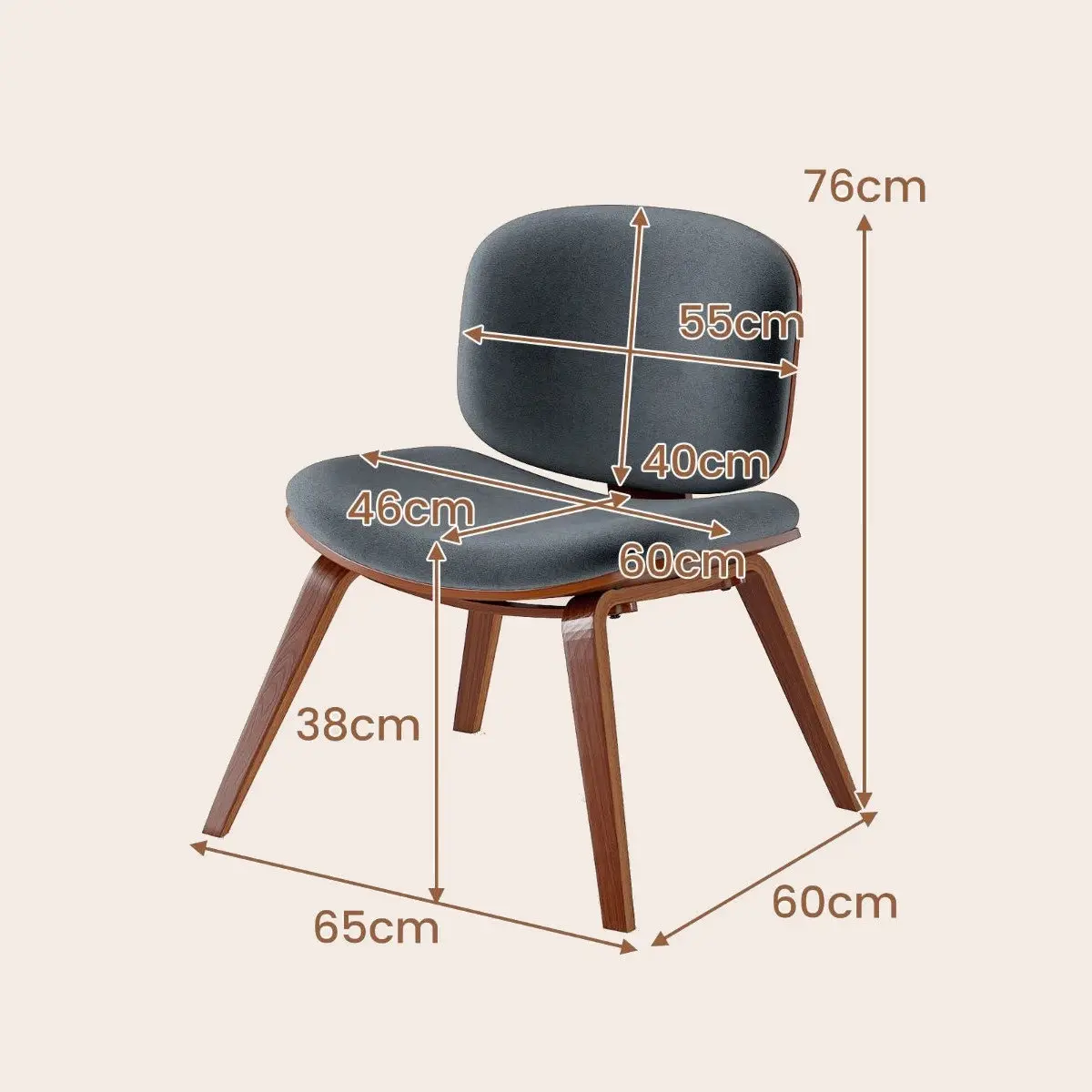 Fotoliu lounge Costway JV12735WT (Walnut/Grey) - 3