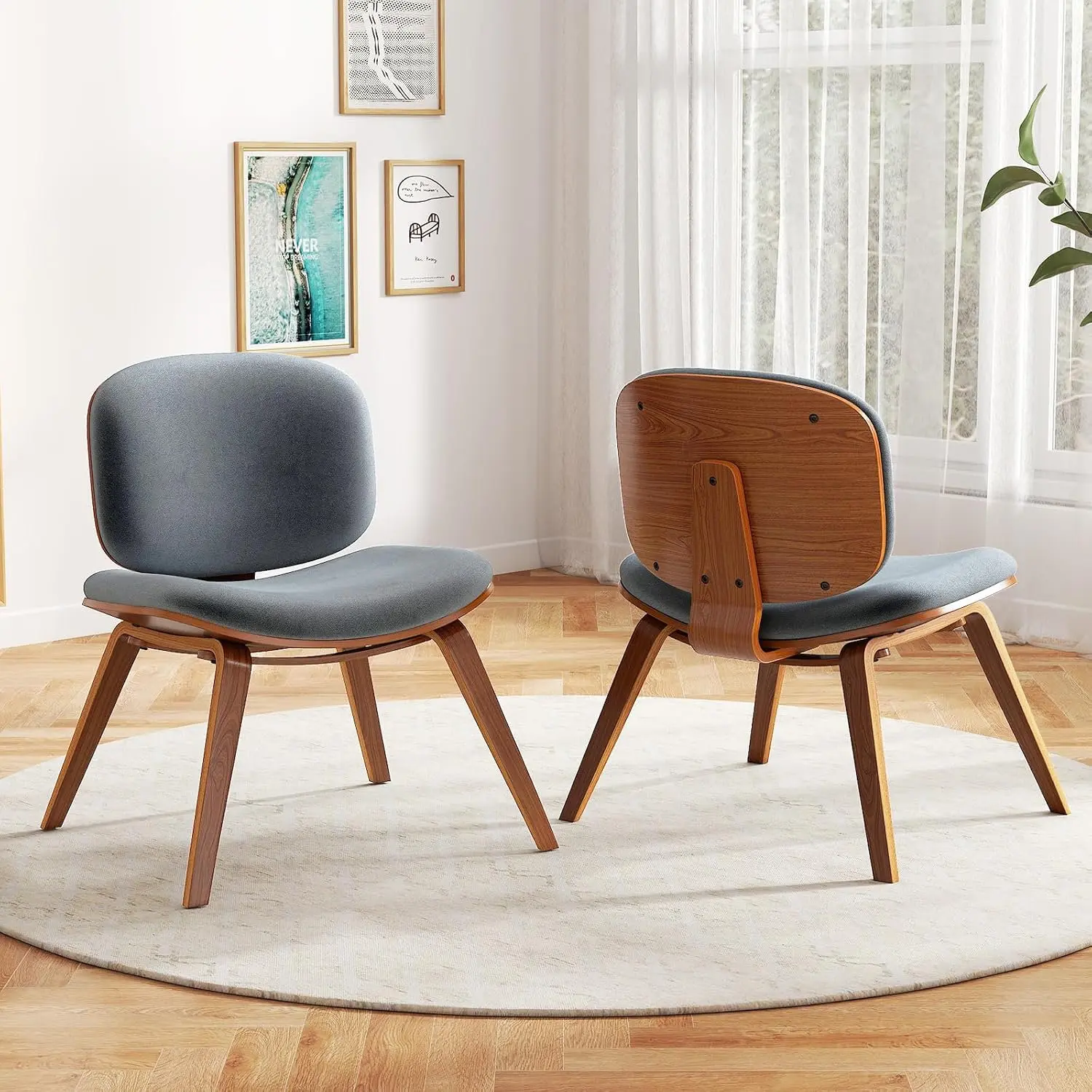 Fotoliu lounge Costway JV12735WT (Walnut/Grey) - 5