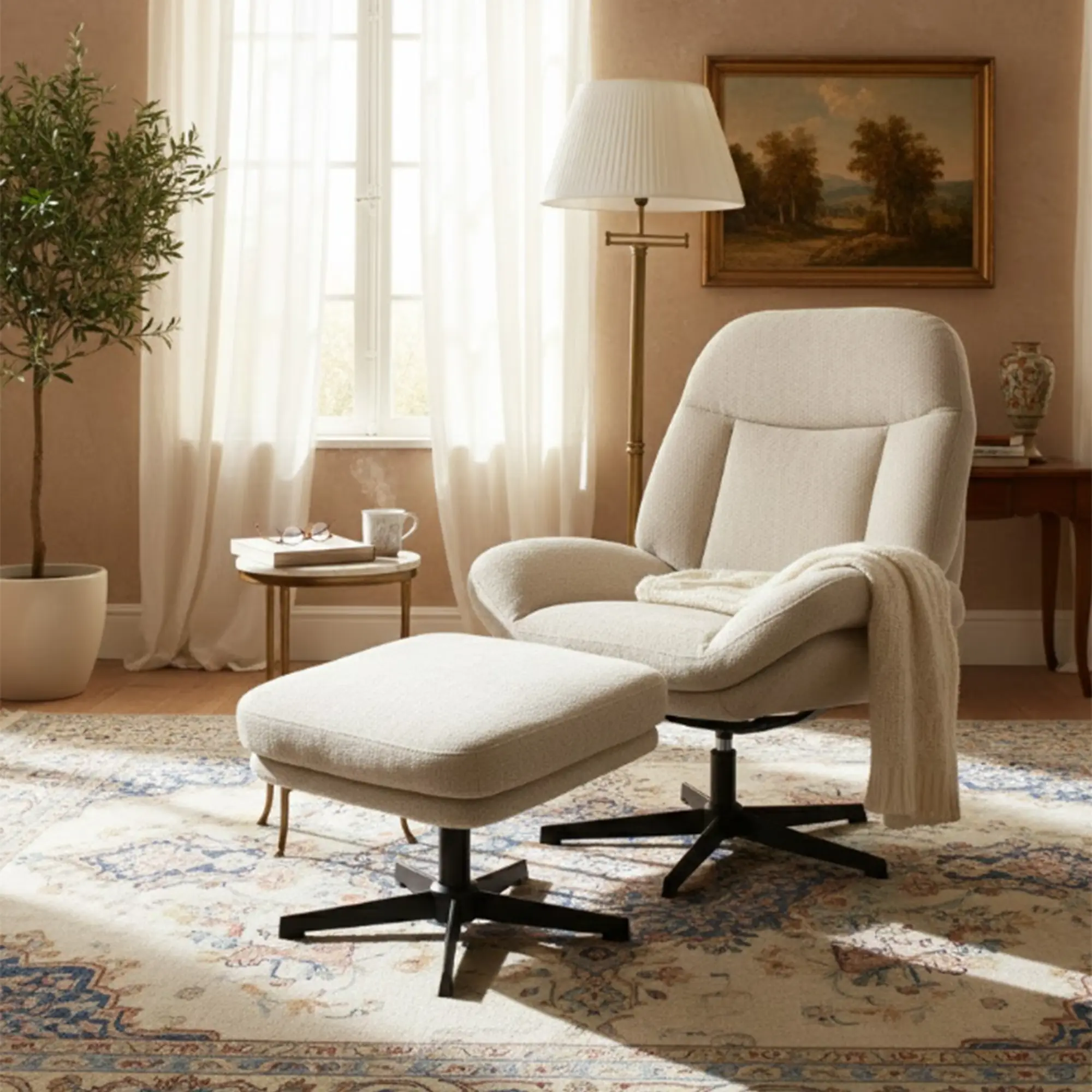 Кресло с табуретом DP Velia CL25-04 (Beige) - 8
