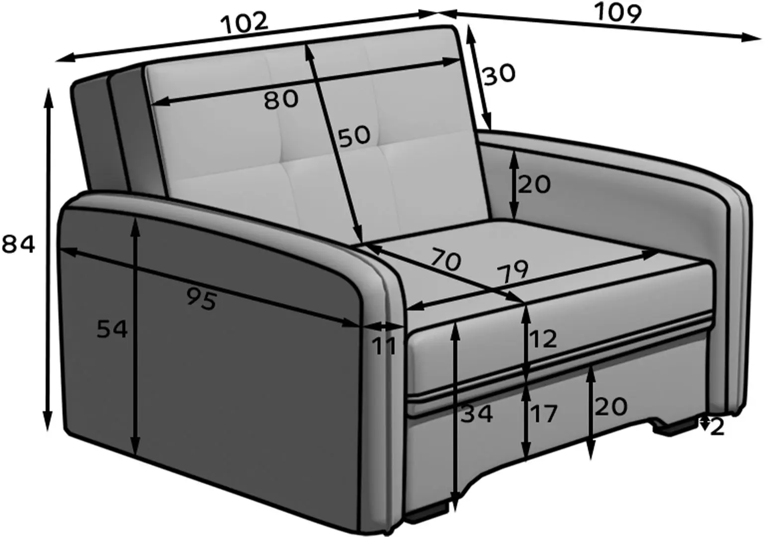 Кресло Eltap Laine Poco 3 одноместный (Gray Light)