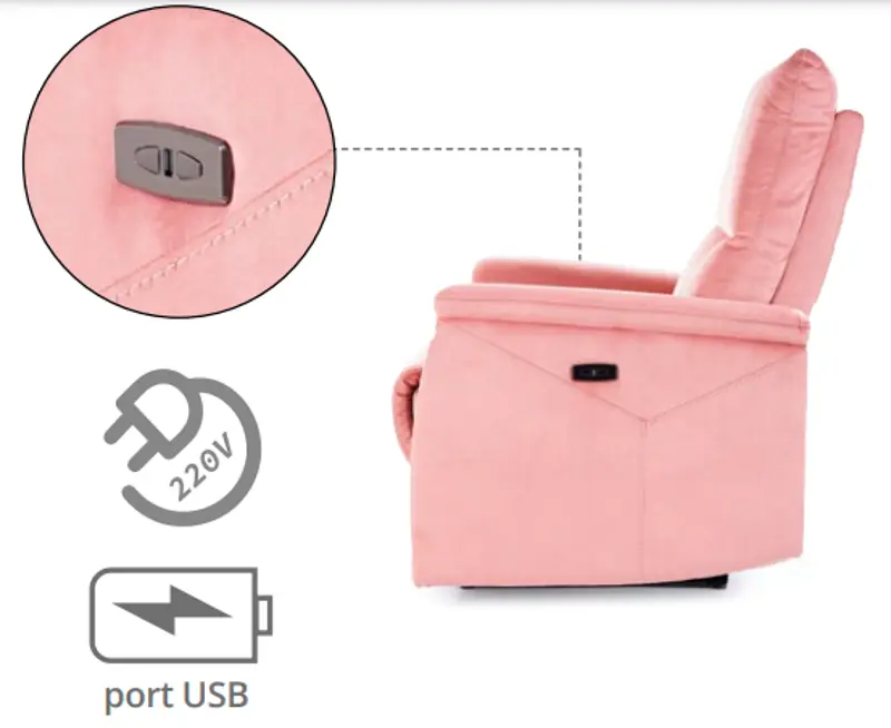 Fotoliu-recliner Signal Neptun Velvet (Antique Rose)