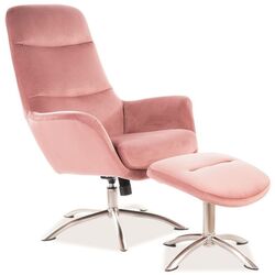 Кресло с подставкой для ног Signal Nixon Velvet (Antique Rose)