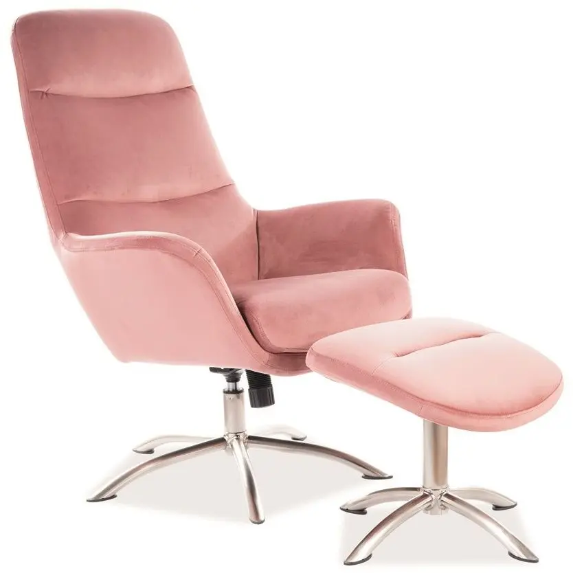 Кресло с подставкой для ног Signal Nixon Velvet (Antique Rose)