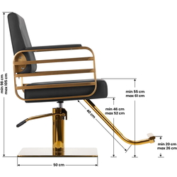 Fotoliu de coafor Gabbiano Avila (Black/Gold) Thumb