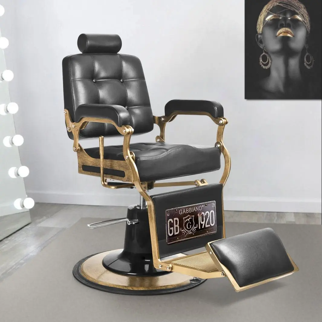 Кресло парикмахерское Gabbiano Boss (Black/Gold)