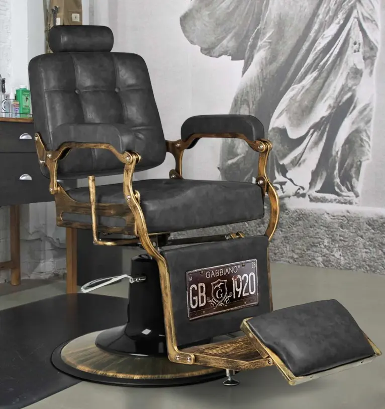 Fotoliu de coafor Gabbiano Boss HD Old Leather (Black)