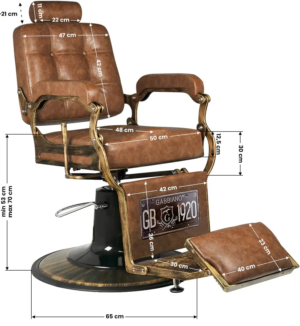 Fotoliu de coafor Gabbiano Boss HD Old Leather (Light Brown)