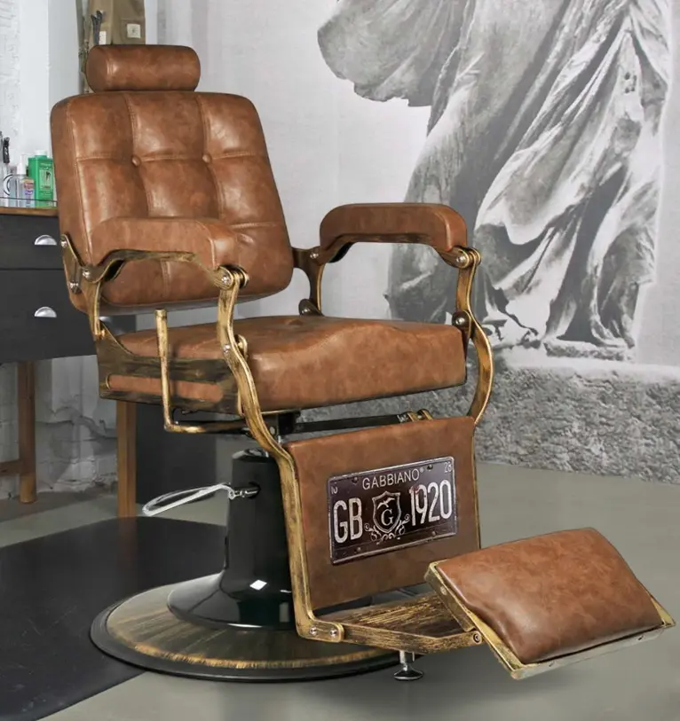 Fotoliu de coafor Gabbiano Boss HD Old Leather (Light Brown)