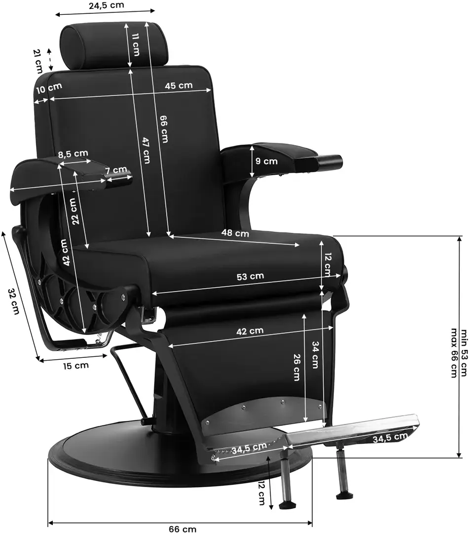 Fotoliu de coafor Gabbiano Continental (Black)