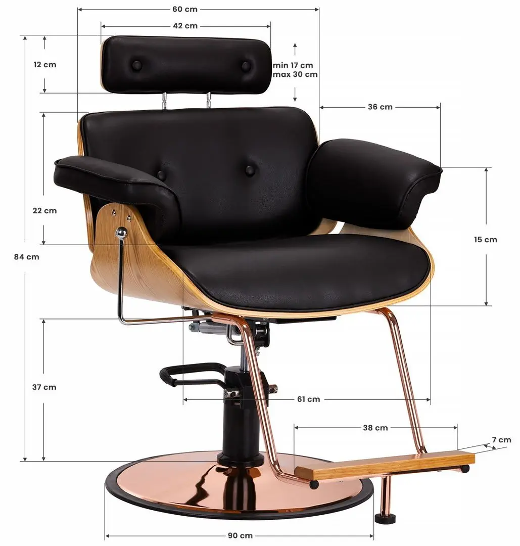 Fotoliu de coafor Gabbiano Florence (Black/Gold)