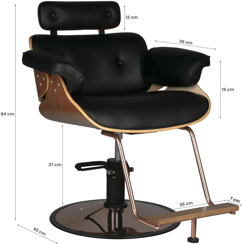 Fotoliu de coafor Gabbiano Florence (Black/Walnut)