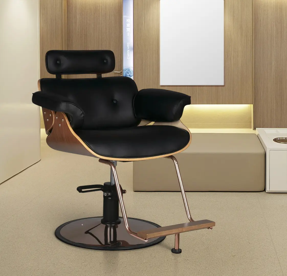 Fotoliu de coafor Gabbiano Florence (Black/Walnut)