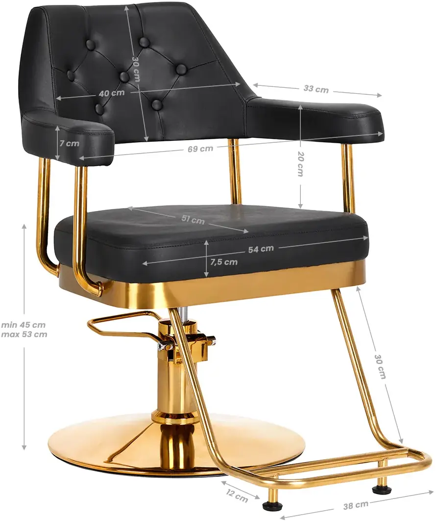 Fotoliu de coafor Gabbiano Granda (Black/Gold)