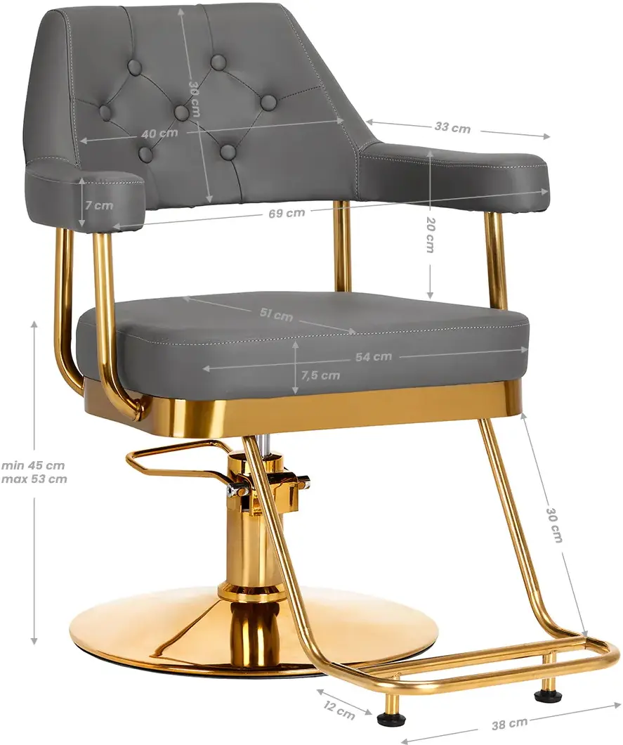 Fotoliu de coafor Gabbiano Granda (Grey/Gold)