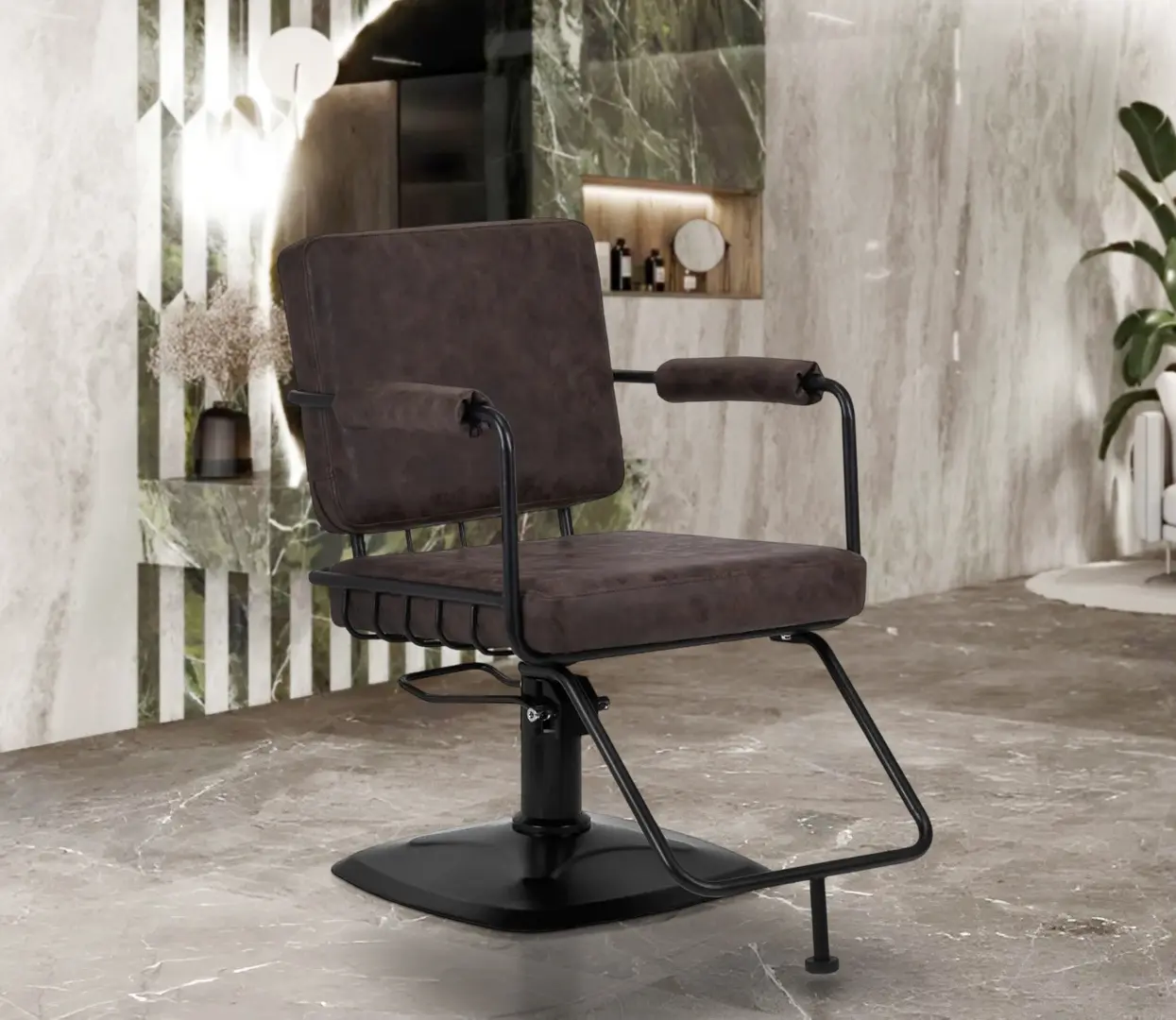 Fotoliu de coafor Gabbiano Katania Loft Old Leather 147875 (Dark Brown/Black)