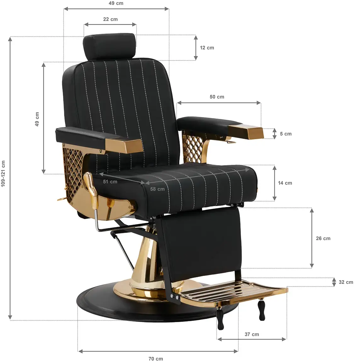 Fotoliu de coafor Gabbiano Marcus 148417 (Black/Gold)