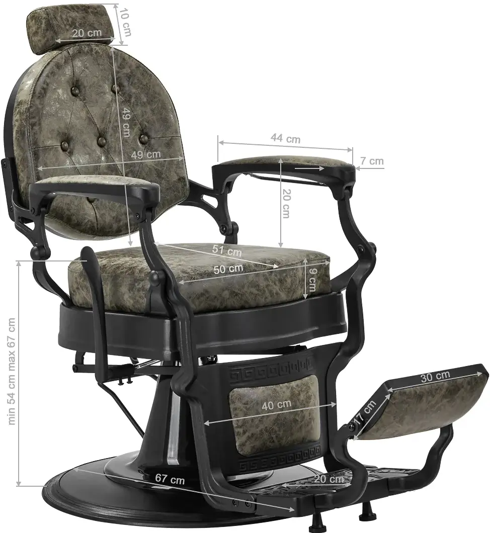 Fotoliu de coafor Gabbiano President Old Leather (Green)