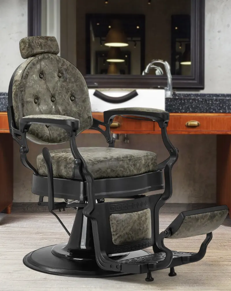 Fotoliu de coafor Gabbiano President Old Leather (Green)