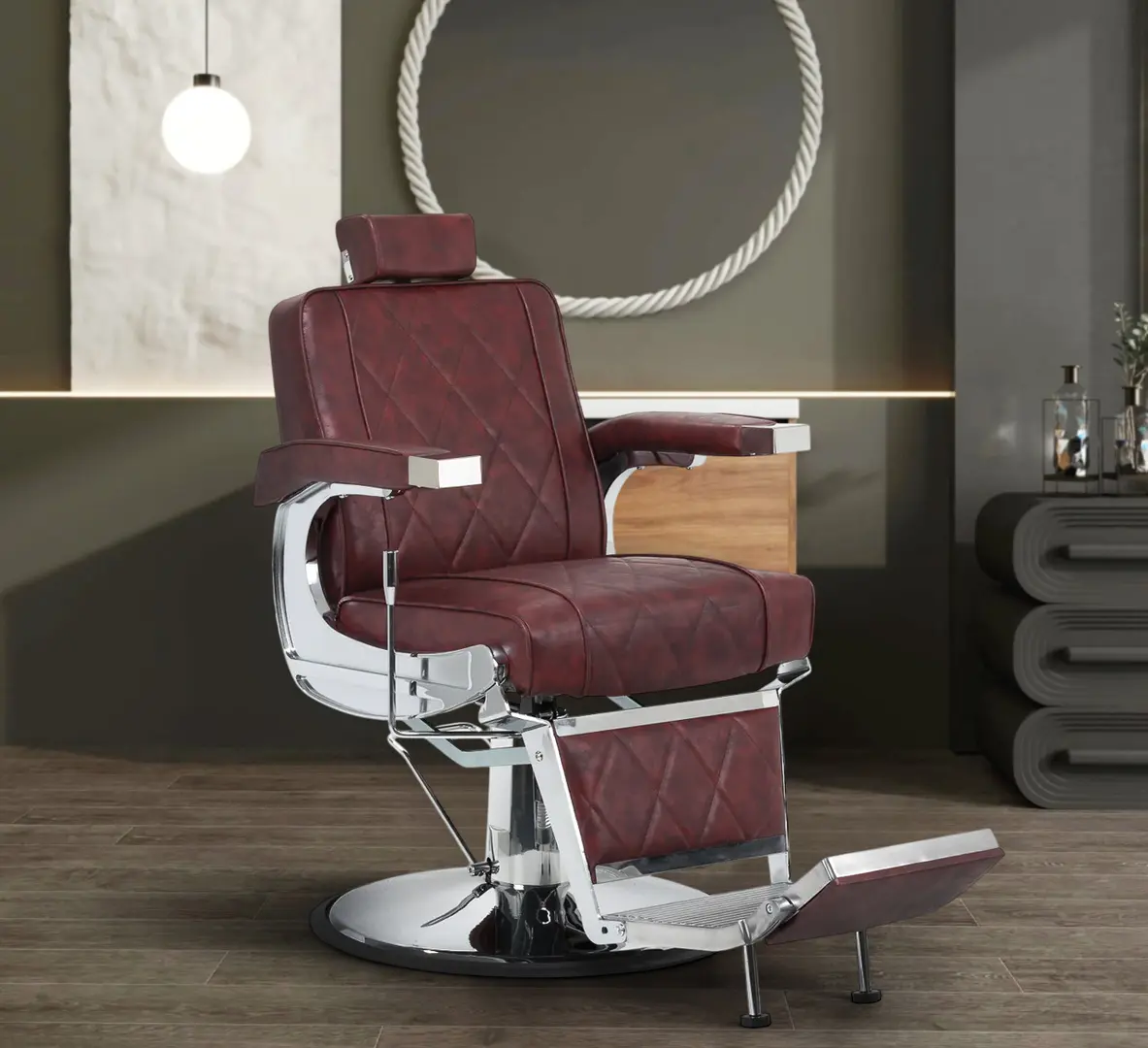 Fotoliu de coafor Hair System BM88066 150111 (Burgundy/Chrome)