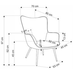 Fotoliu Halmar Amaro (Olive/Natural Oak) Thumb