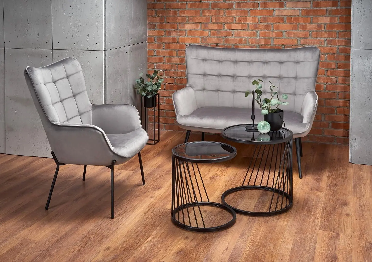 Fotoliu Halmar Castel (Light Gray/Black)