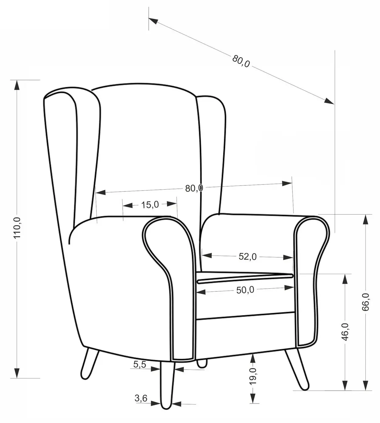 Fotoliu Halmar Hermes (Olive/Natural)