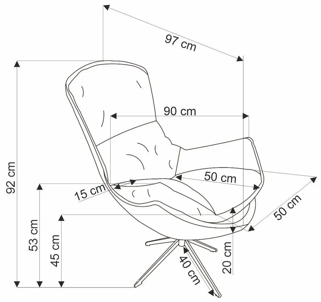 Fotoliu Halmar Lobster (Cinnamon/Black)