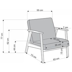 Fotoliu Halmar Milano 1S Castel 15 (Beige/Dark Walnut) Thumb