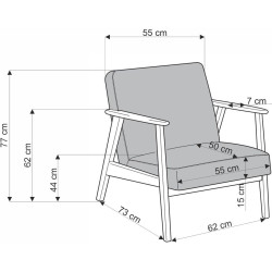 Fotoliu Halmar Milano 1S Castel 39 (Olive/Dark Walnut) Thumb