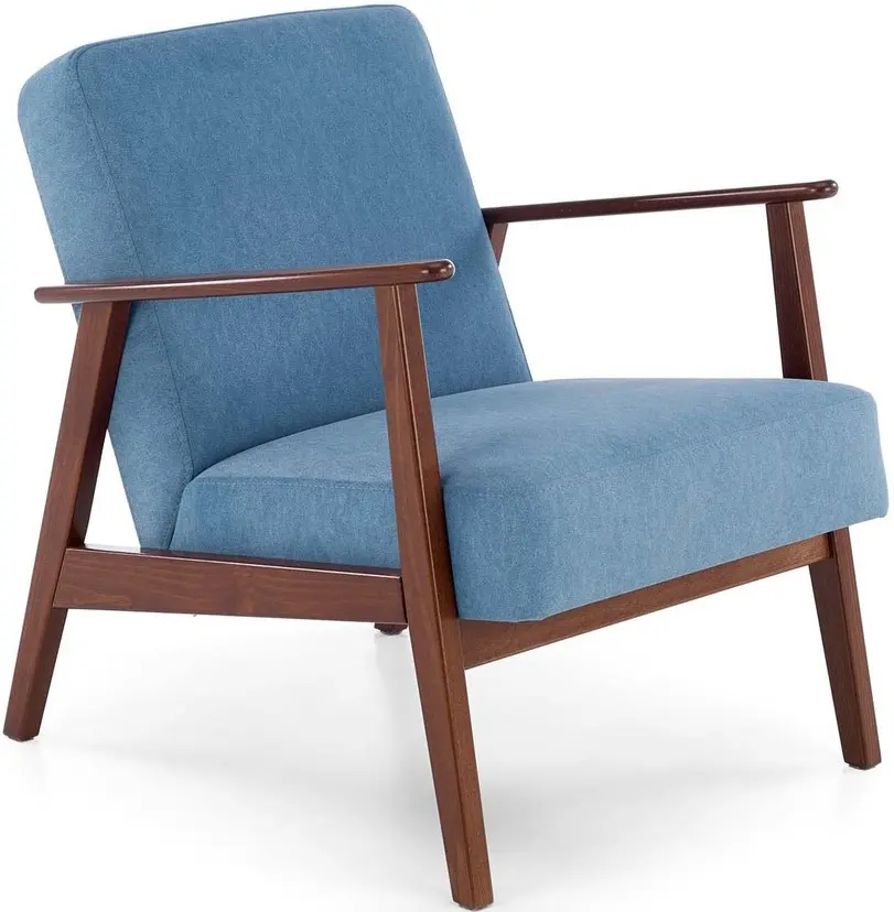 Fotoliu Halmar Milano 1S Castel 74 (Blue/Dark Walnut) - 2