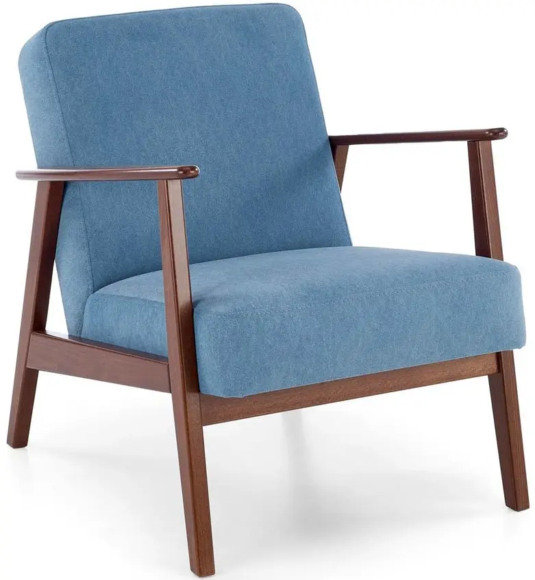 Fotoliu Halmar Milano 1S Castel 74 (Blue/Dark Walnut)